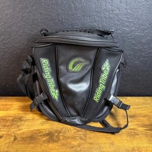 Riding Tribe Motorcycle Tail Bag Backpack Black Leather Mesh Storage